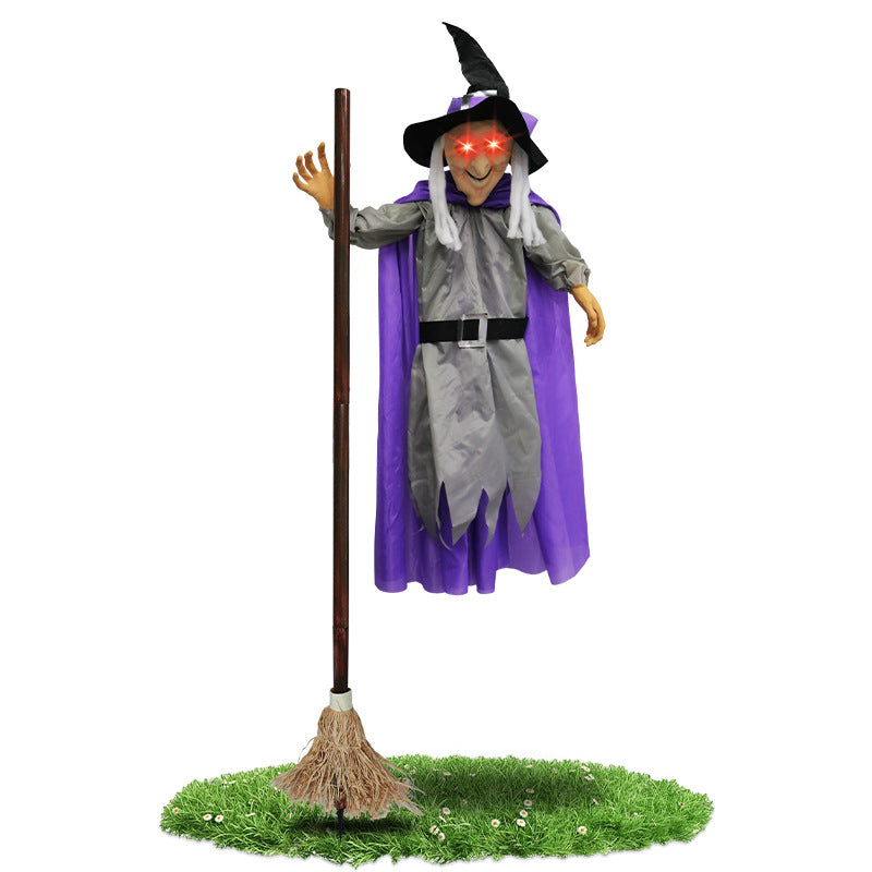 6-Foot Floating Witch with Broom Halloween Decoration