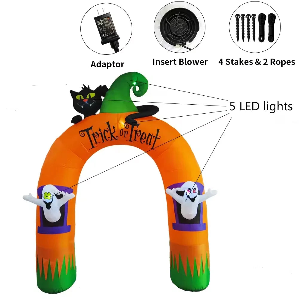 10-Foot Black Cat and Ghost Halloween Inflatable Arch