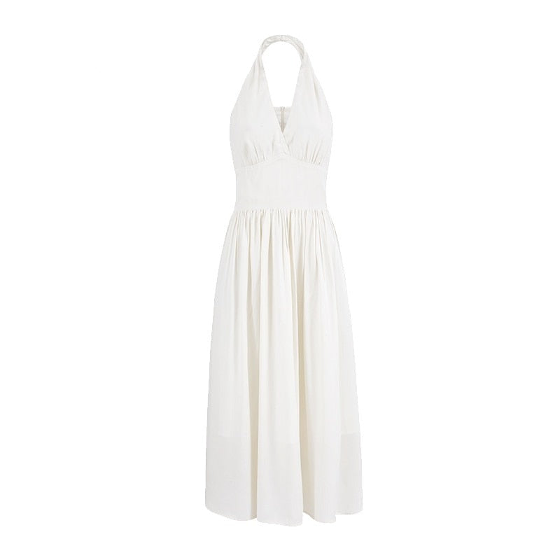 Marilyn Monroe White V-Neck Halter Dress