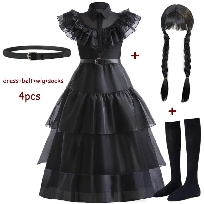 Wednesday Addams Cosplay Costume for Teens