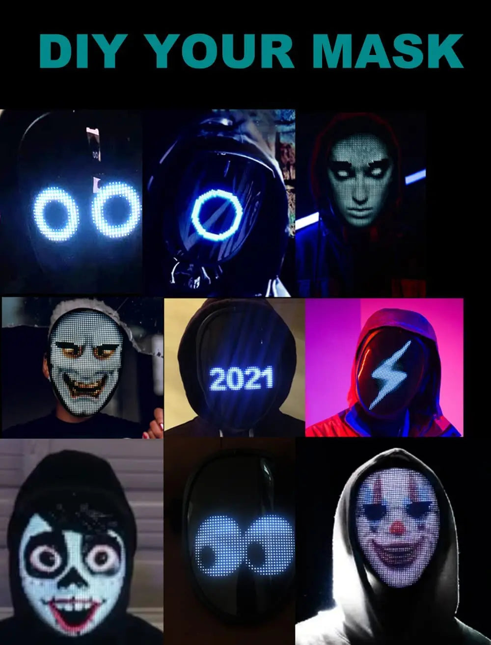 Face Transforming LED Mask with App - Controlled