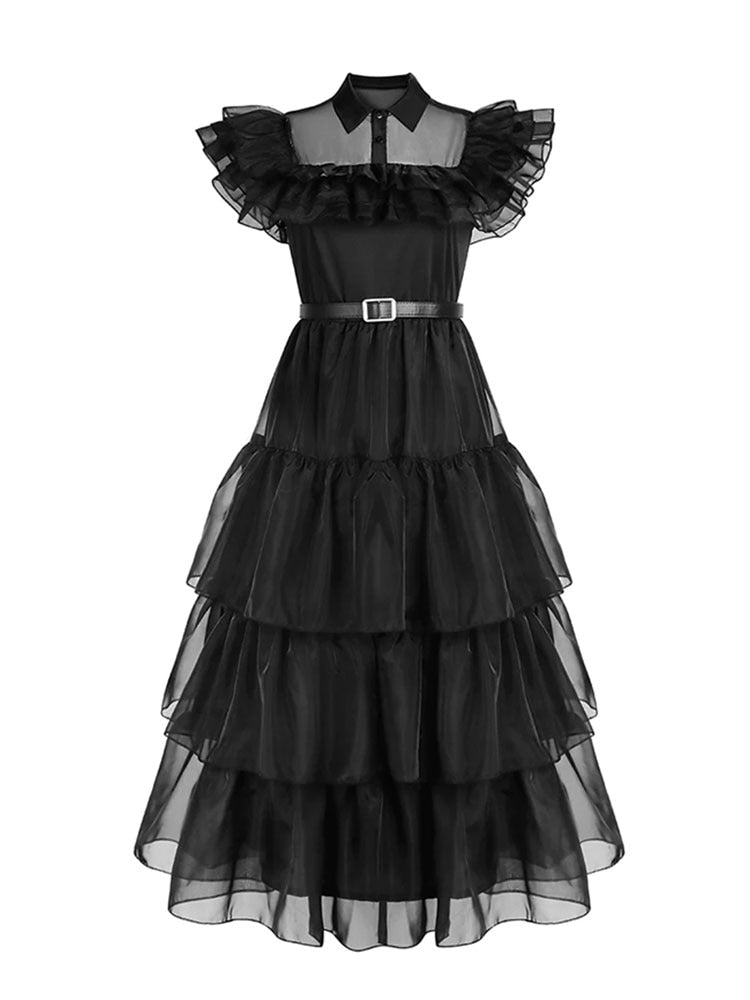 Wednesday Addams Gothic Cosplay Dress for Halloween