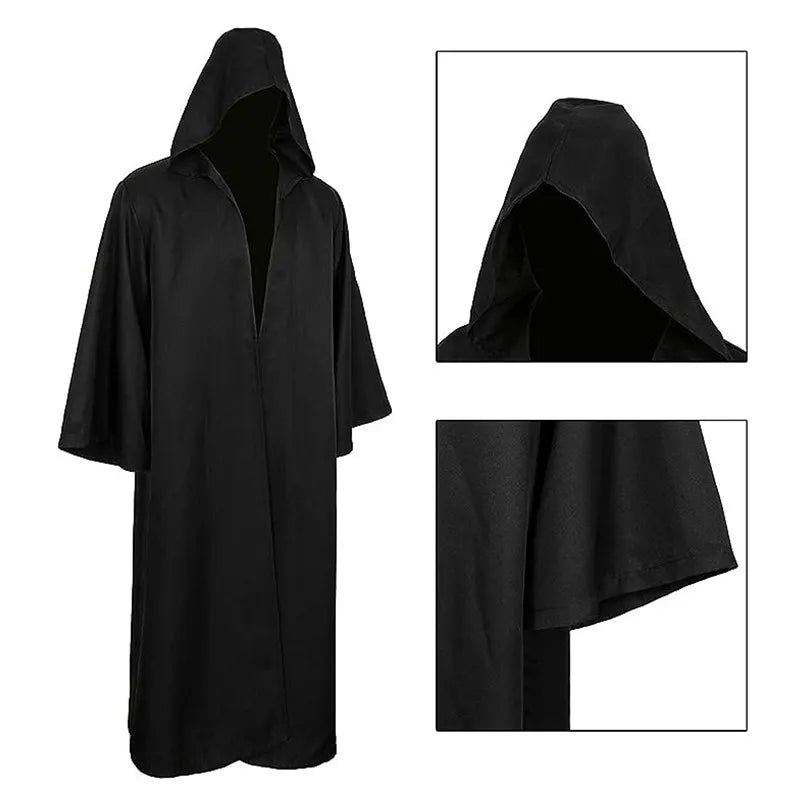 Sorcerer Long Shirt Hooded Black Robe