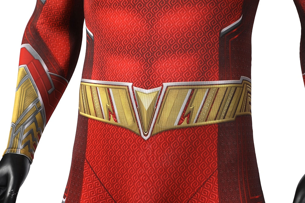 Red Shazam Cosplay Costume with Cloak