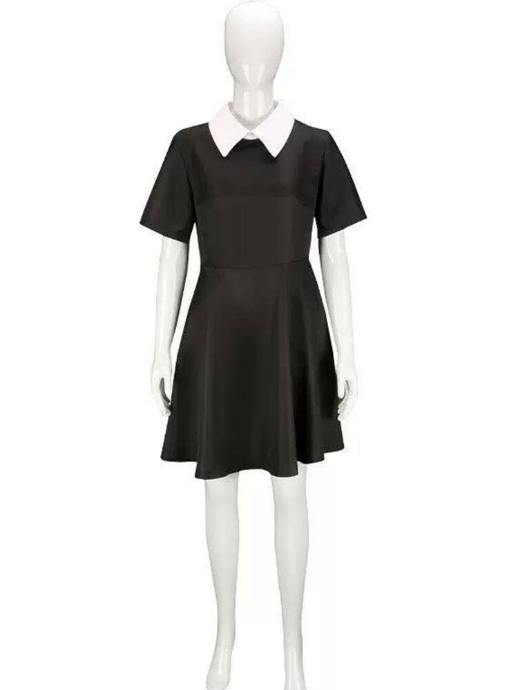 Wednesday Addams Gothic Cosplay Dress for Halloween