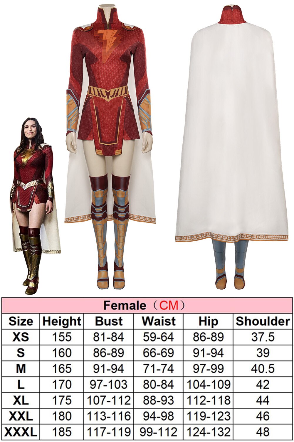 Mary Shazam Cosplay Costume for Women (NO BOOTS)