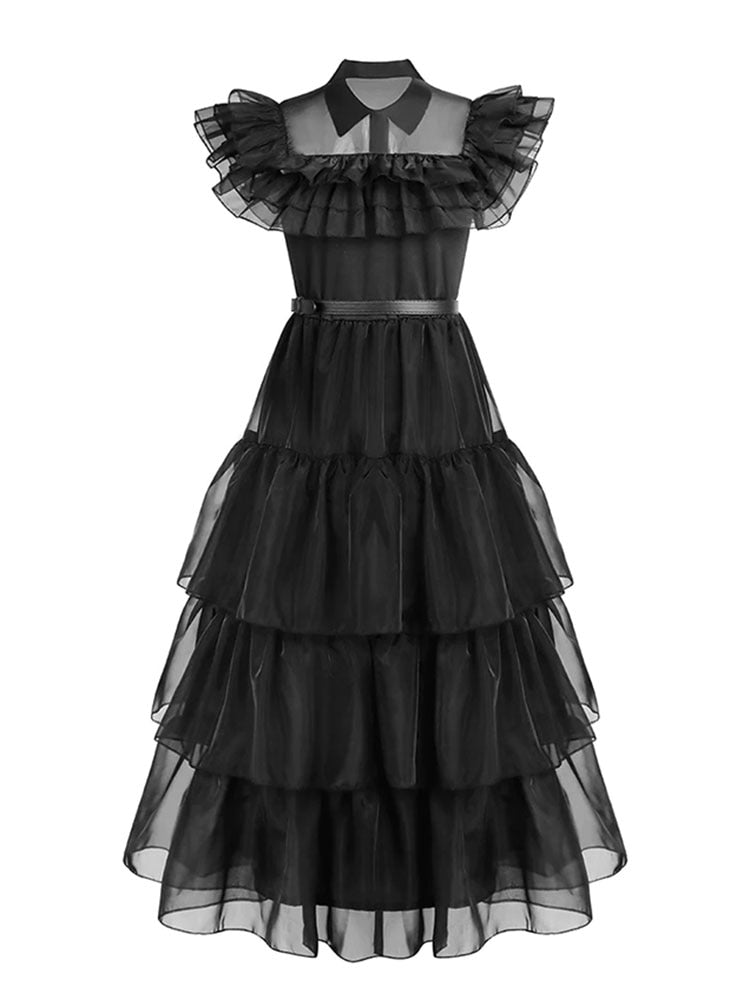 Wednesday Addams Gothic Cosplay Dress for Halloween