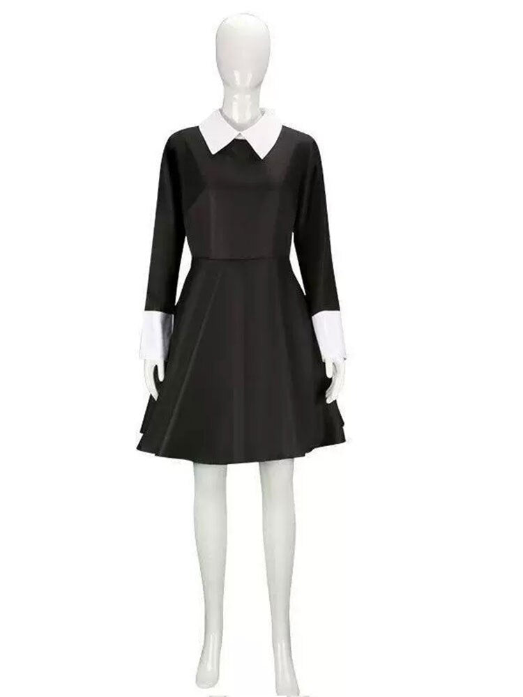 Wednesday Addams Gothic Cosplay Dress for Halloween