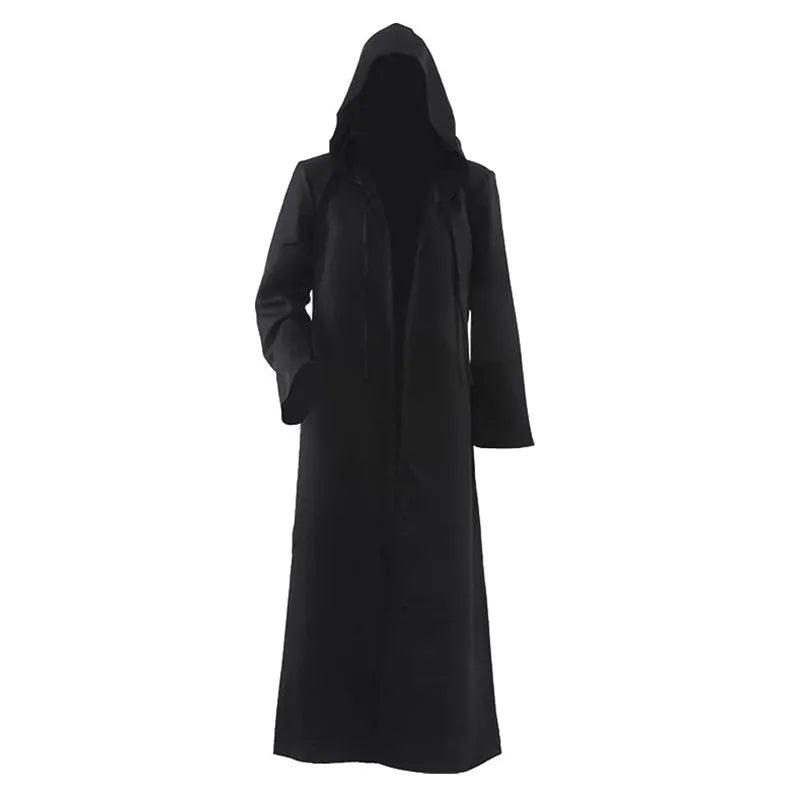 Sorcerer Long Shirt Hooded Black Robe