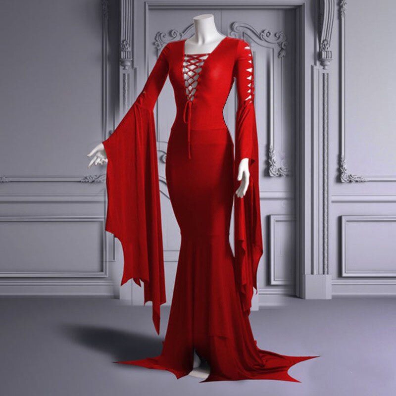 Witch Lace Up Halloween Gown For Women