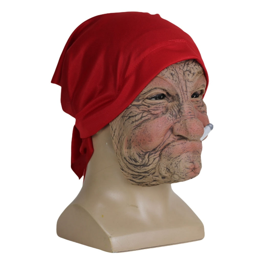 Halloween Smoking Old Grandmother Mask