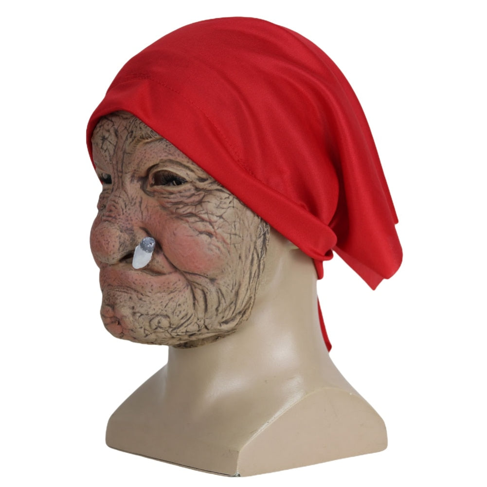 Halloween Smoking Old Grandmother Mask