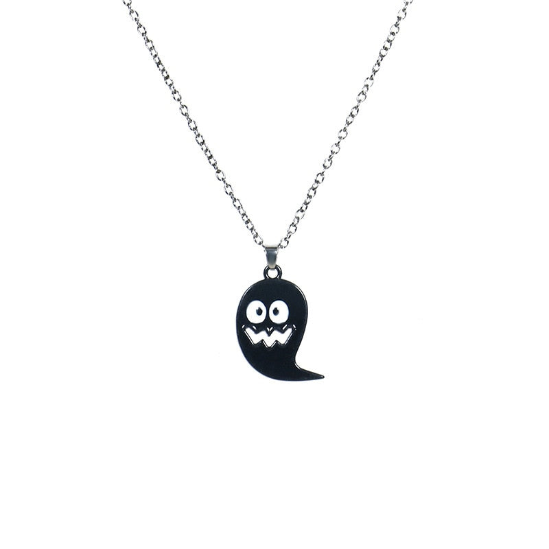 Metal Pumpkin Skeleton Skull Necklace