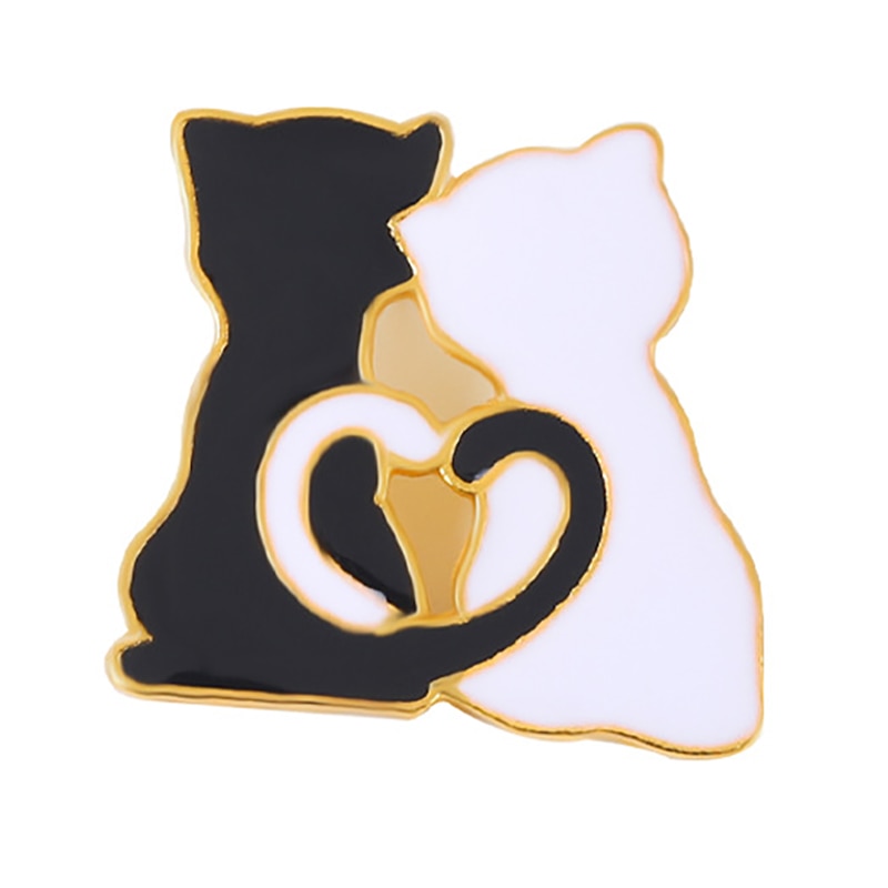 Funny Cat Skull Enamel Badge For Halloween