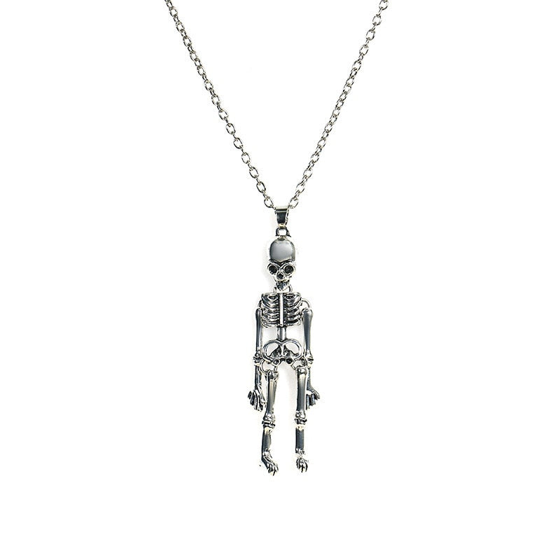 Metal Pumpkin Skeleton Skull Necklace