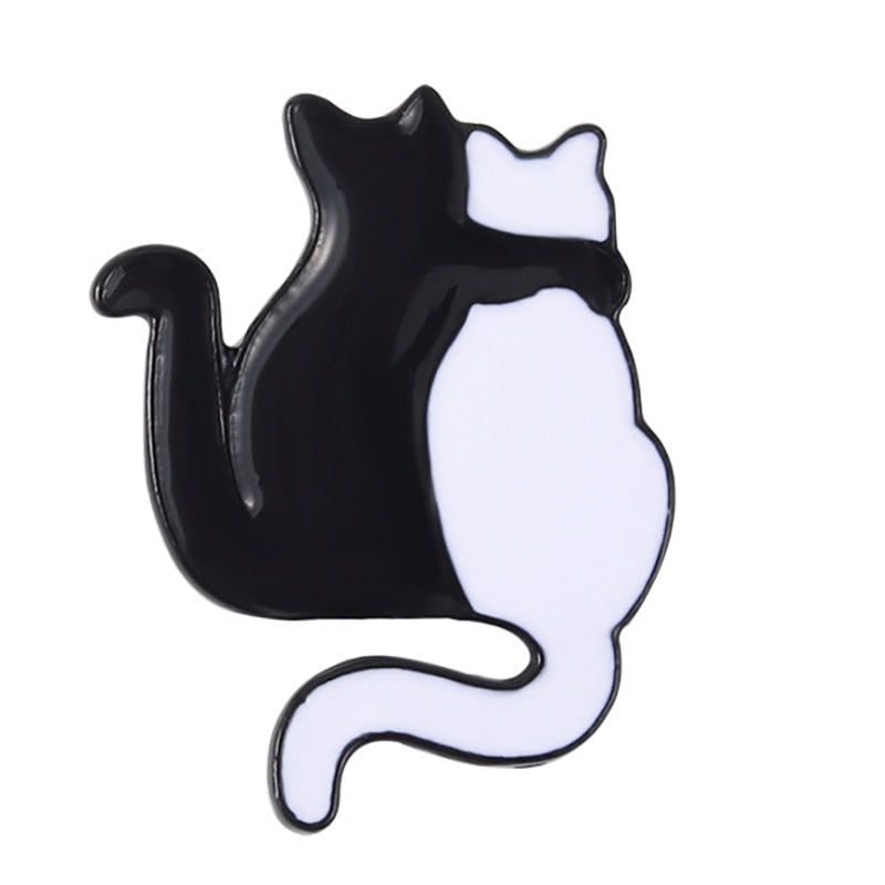 Funny Cat Skull Enamel Badge For Halloween