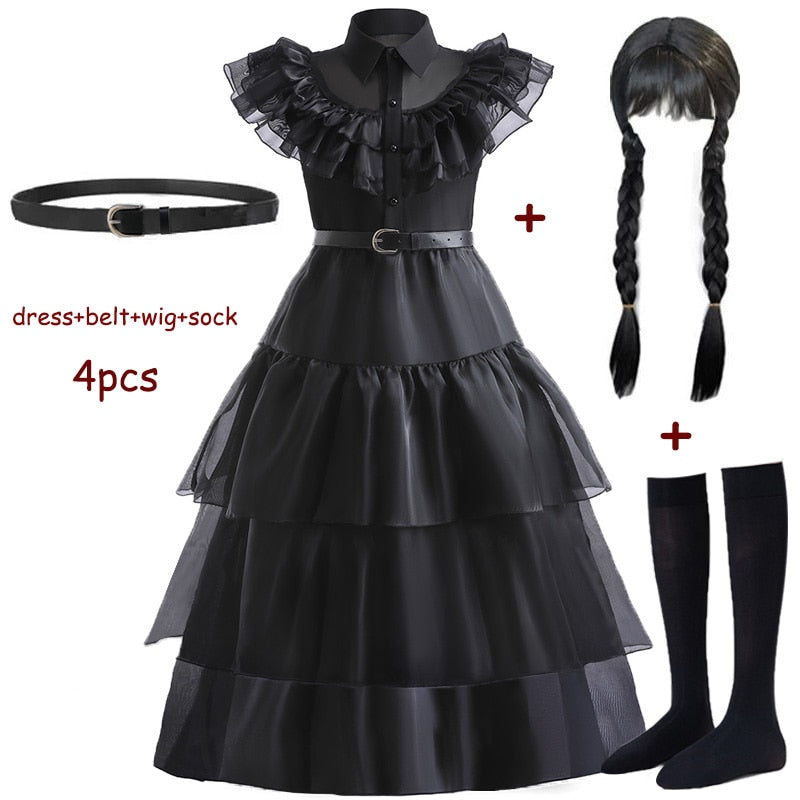 Wednesday Addams Cosplay Costume for Teens