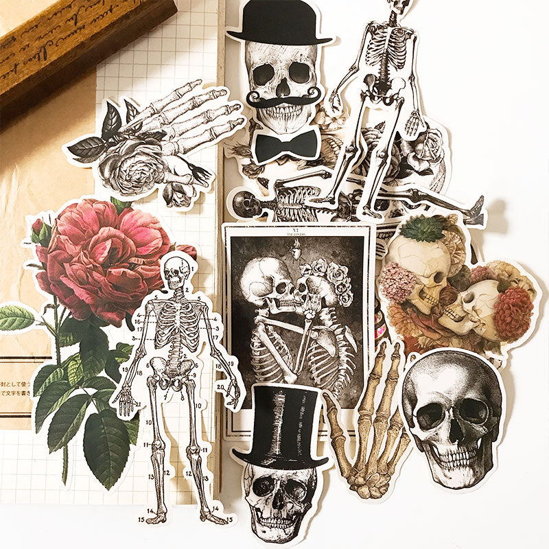 Halloween Vintage Skeleton Man Stickers