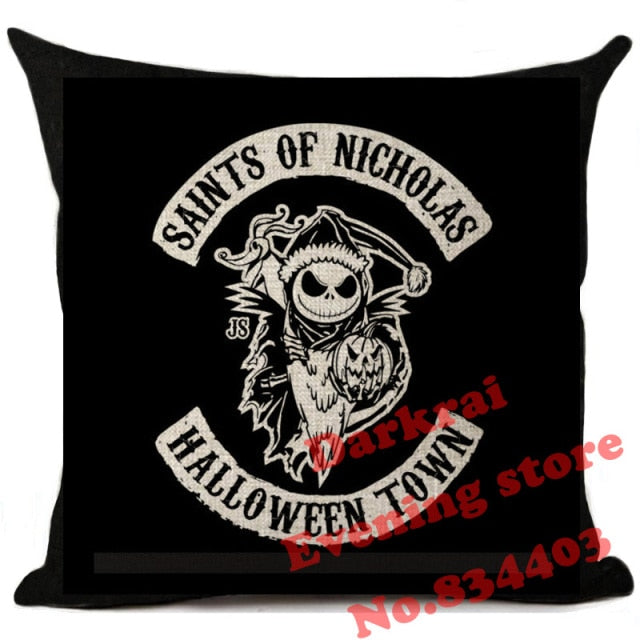 Nightmare Before Christmas Cartoon Skull Jack Printed Cushion