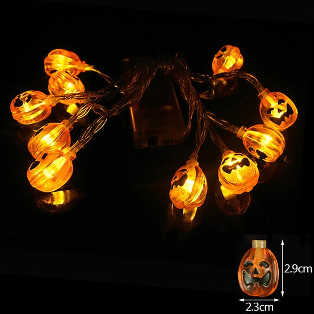 Halloween Pumpkin Spider Bat Skull String Lights
