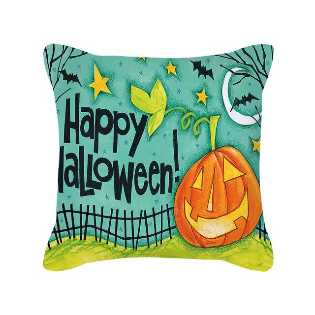 Halloween Pillow Case Orange and Black Scary