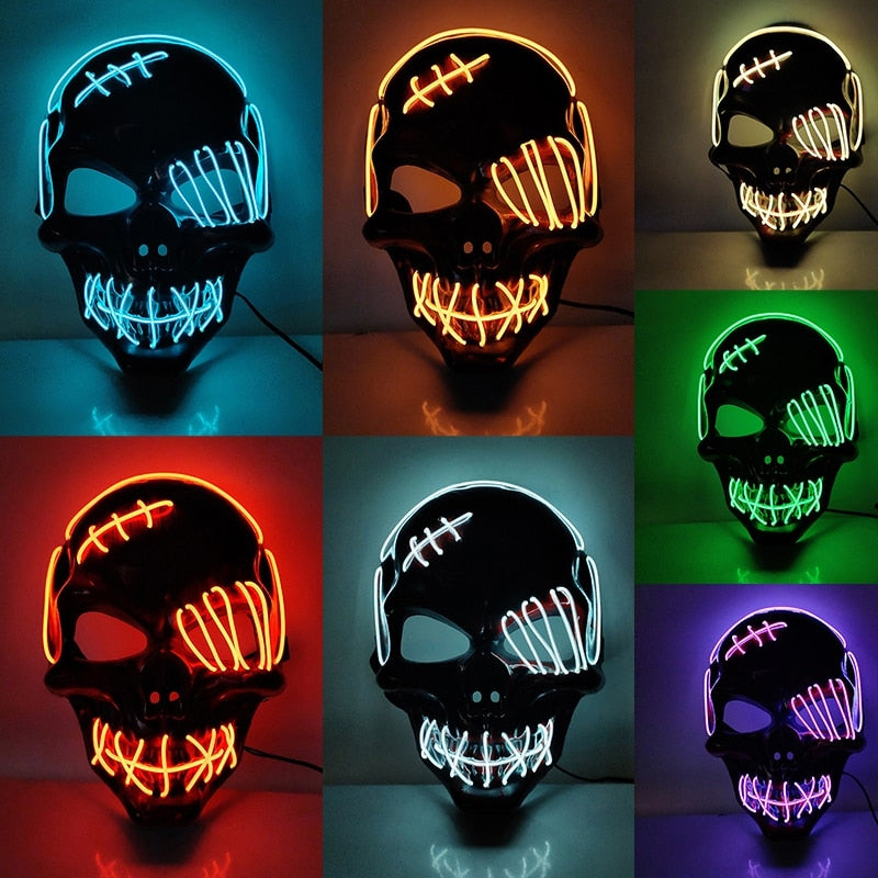 Halloween Mask LED Light Up Mask Scary Skull Ghost