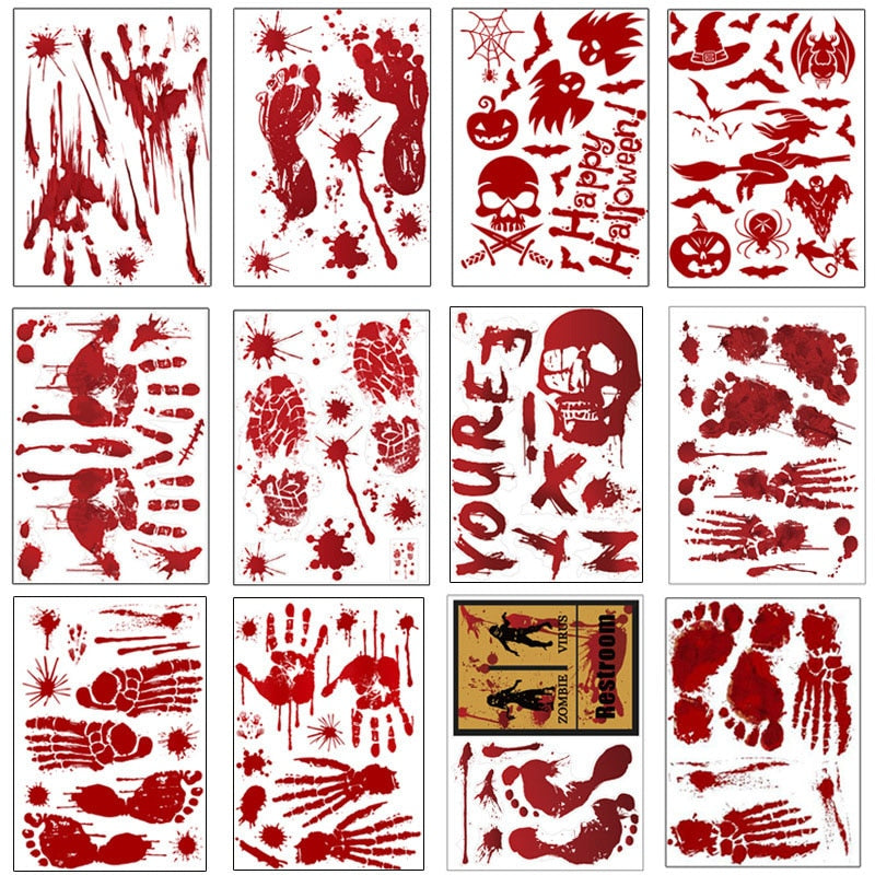 Horror Blood Handprint Footprint Sticker