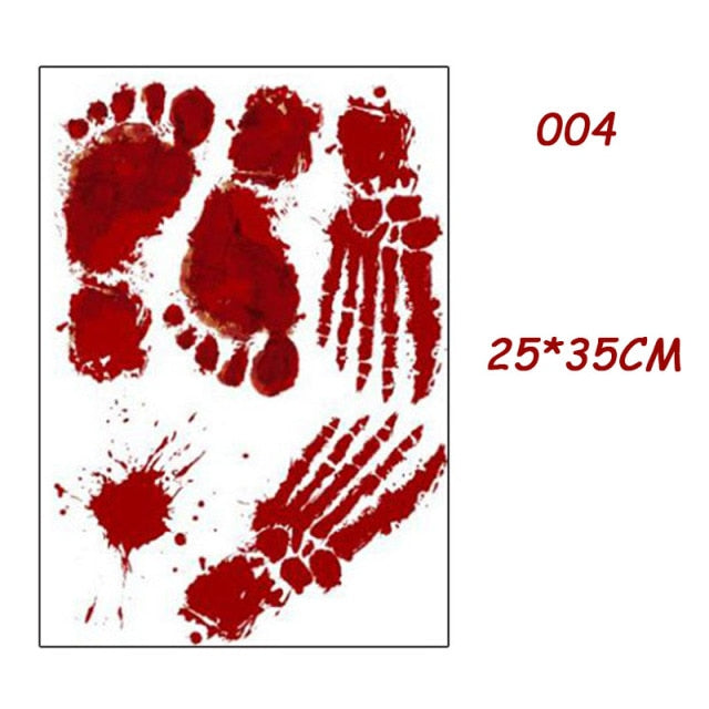 Horror Blood Handprint Footprint Sticker