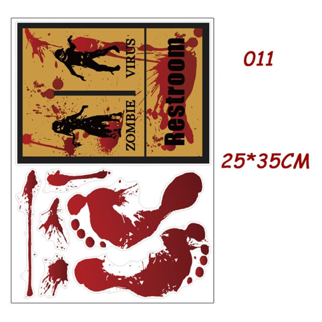 Horror Blood Handprint Footprint Sticker