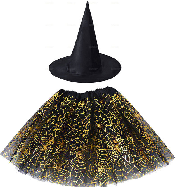 Spider Web Tutu Cobweb Skirt Witch Wizard Hat Tulle Outfits