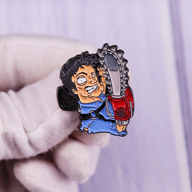 Halloween Texas Chainsaw Killer Enamel Pin Thriller Electric Saw Brooch accessory