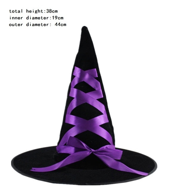 Witch Masquerade Ribbon Wizard Hat