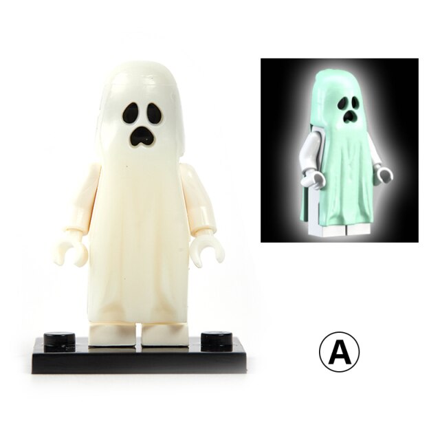 Glow in the dark building block figure assembled
