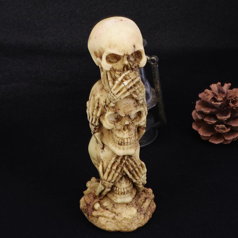 Halloween Hear-No See-No Speak-No Evil Skull Statue