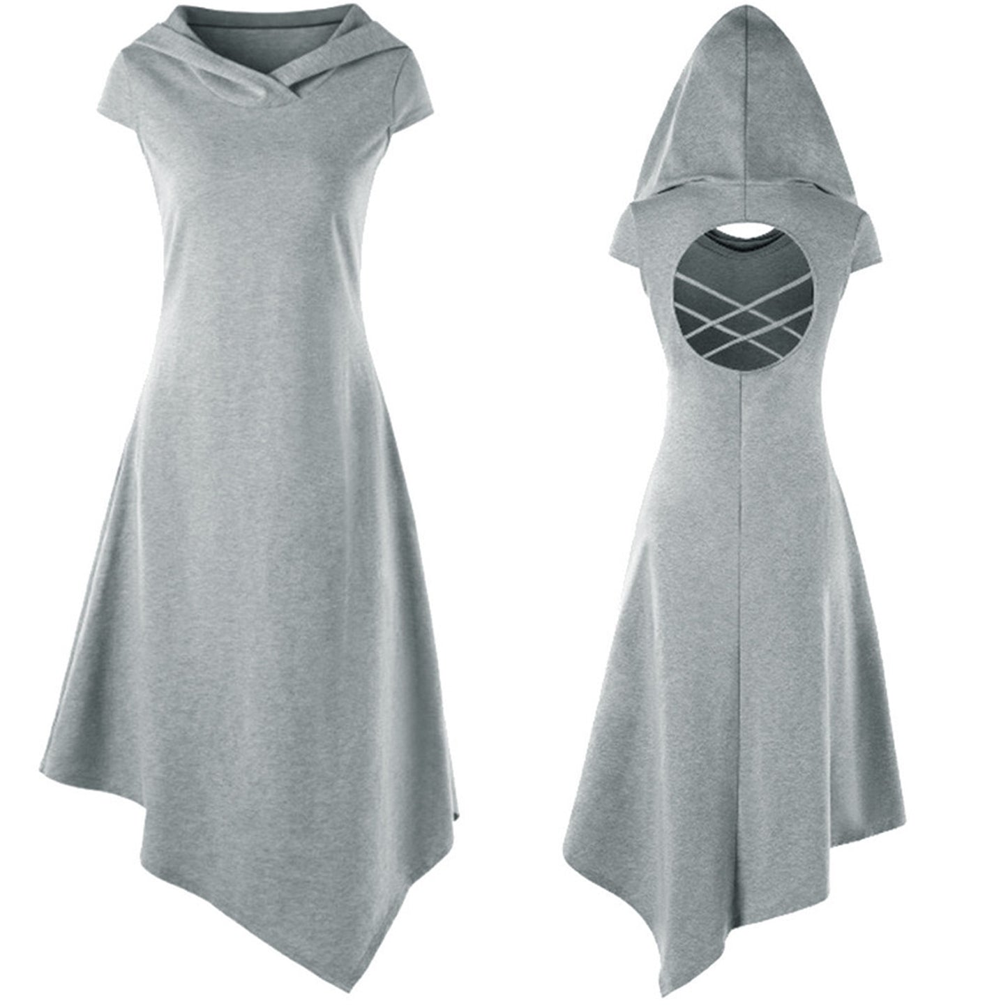 Short Sleeve Halloween Gothic Dress For Women