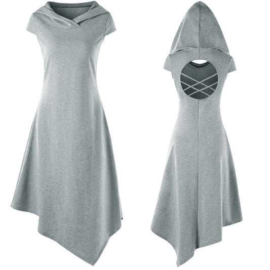 Short Sleeve Halloween Gothic Dress For Women