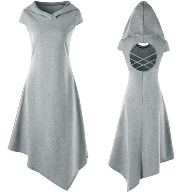 Short Sleeve Halloween Gothic Dress For Women