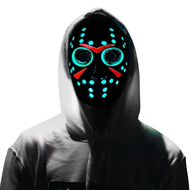 Full face glowing neon mask for Halloween parties