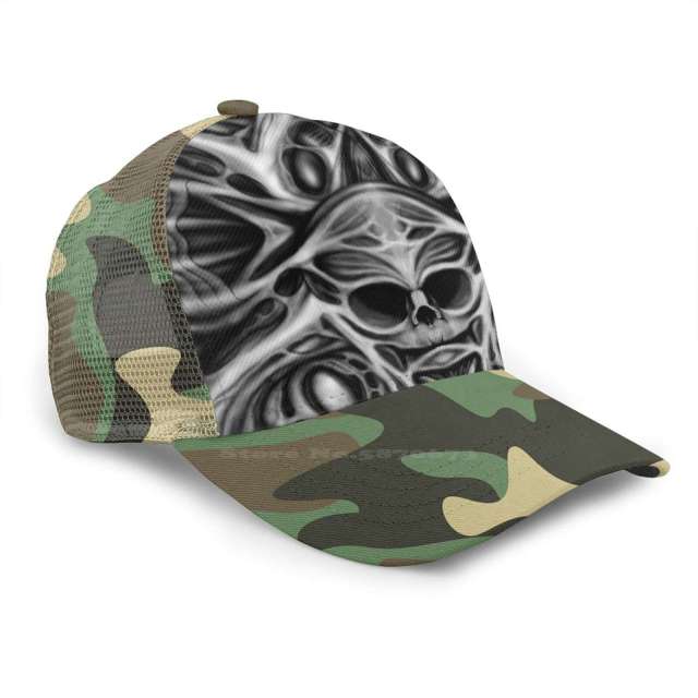 Biomechanical Skull Printed Cap