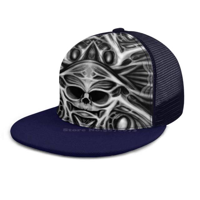 Biomechanical Skull Printed Cap