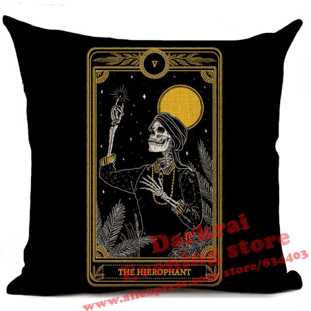 Witchcraft Tarot Style Cushion Cover Horror Pattern