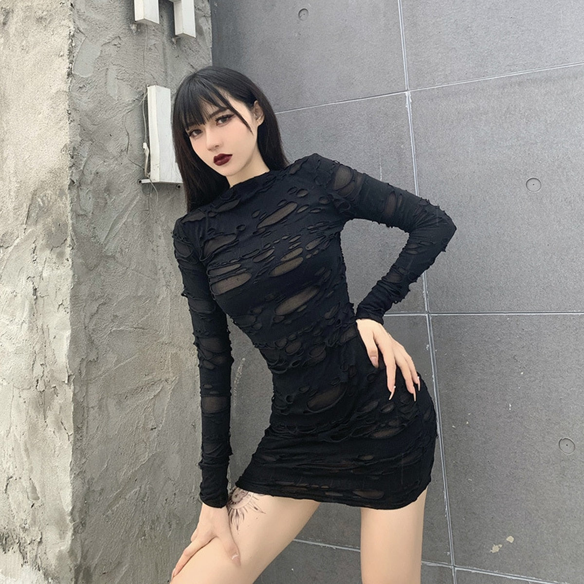 Halloween Helisopus New Gothic Black Mini Dress for adults