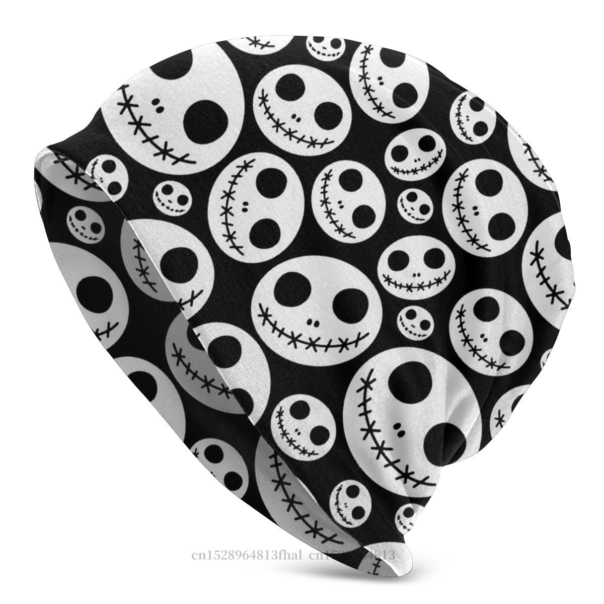 Halloween Black And White Skeleton Patterned Cap for adults