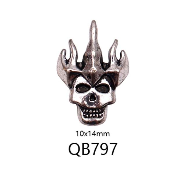 3D new ghost head Halloween nail decorations ancient gold - All Halloween Costumes
