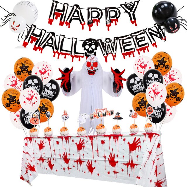 Balloon Set Blood Color Banner Paper Honeycomb