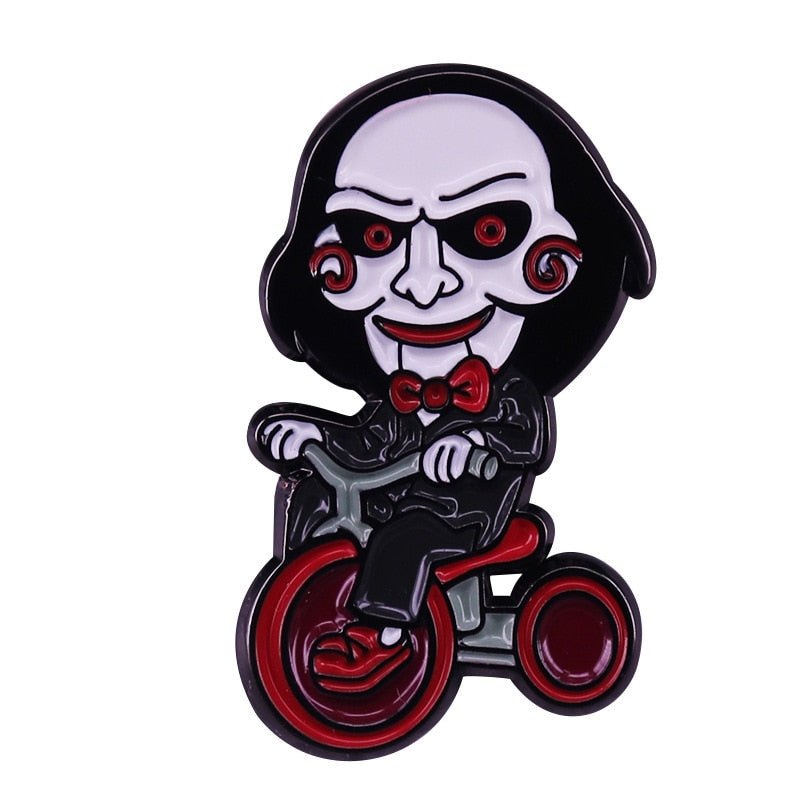Halloween Horror Movie Saw Jigsaw Killer Billy Doll Riding Brooch accessory