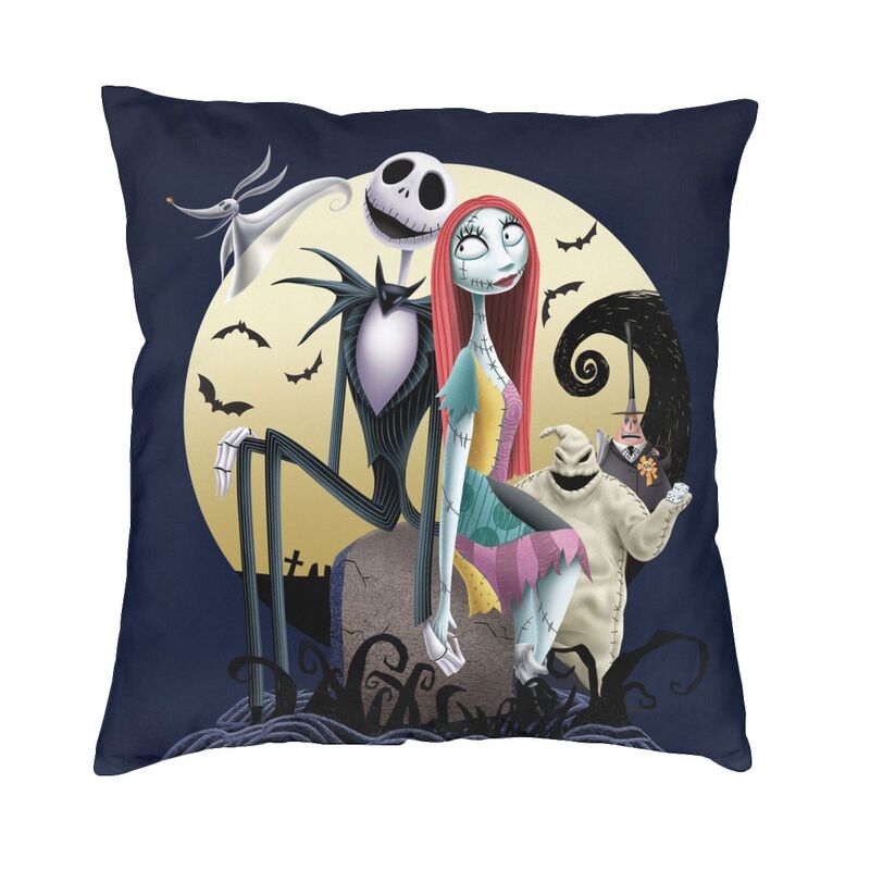 Skull Jack Sally Throw Pillow Case for Halloween