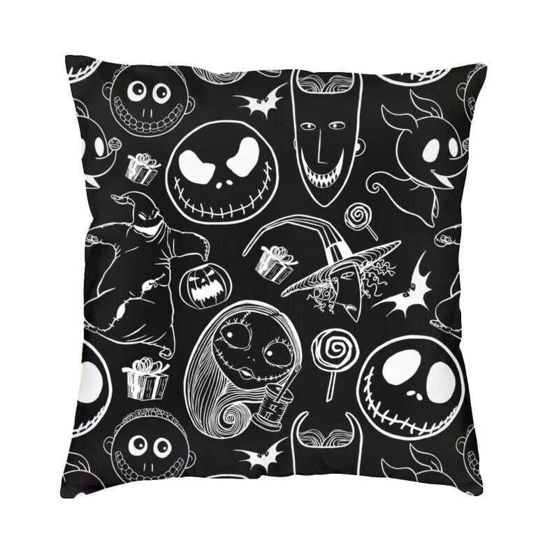 Skull Printed Throw Pillow Covers for Halloween