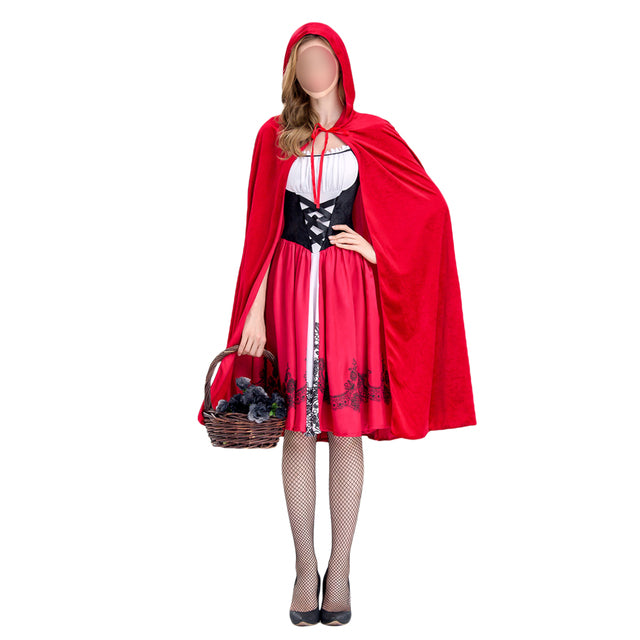 Little Red Riding Hood Halloween Costume with Hooded Cape