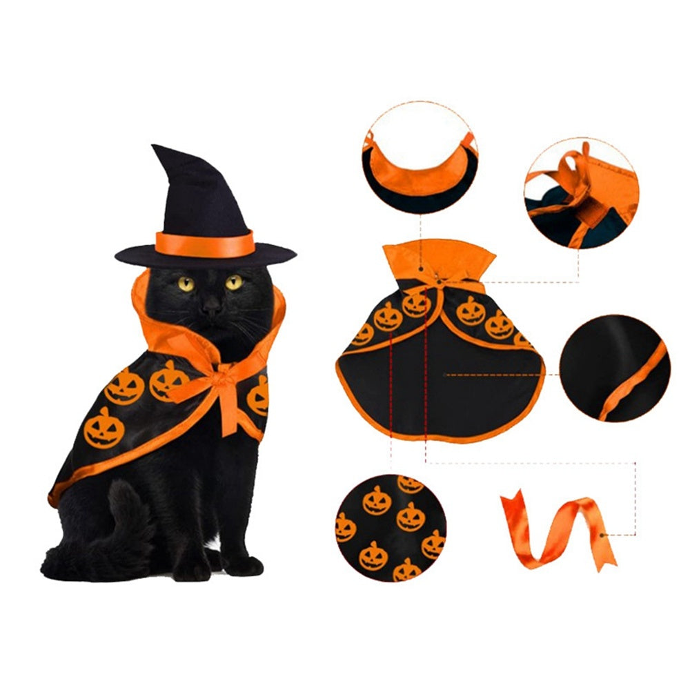Halloween Pet Cape and Hat Costume Set